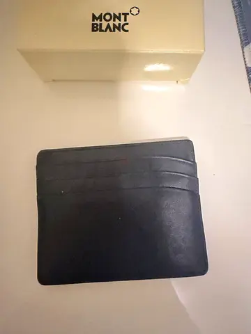 Montblanc Black Leather Card Holder / Slim Wallet + Keychain