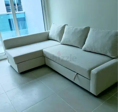 Modern L-Shaped Sectional Sofa Bed in Beige