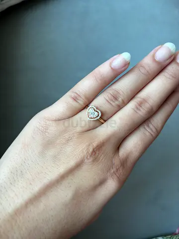 14K Gold Heart Diamond Ring, size 5.5cm