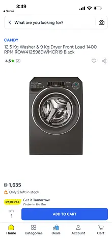 Candy 12.5 kg Washer 9 Kg Dryer