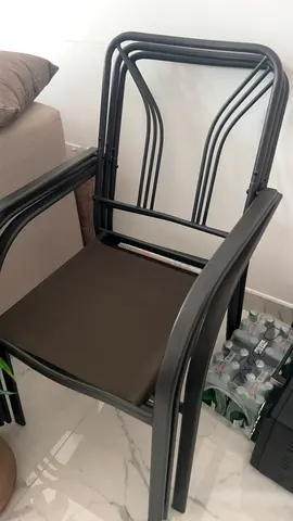 Set of Table and 4 Stackable Outdoor/Patio Chairs - Metal Frame, Excellent Condition ( barely used)