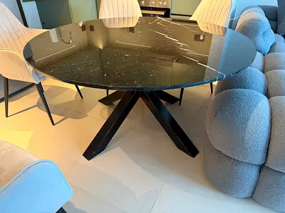 Verona Black Marble Top Dining Table (round 140cm)