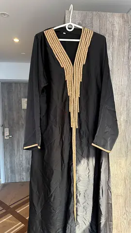Black Abaya with Gold Beaded