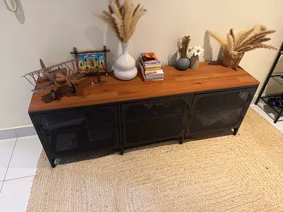 TV bench cabinet, black, 198×45×54