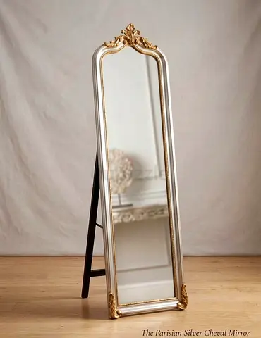 Full-Length Ornate Mirror - Silver & Gold Frame (175 x 50 cm)