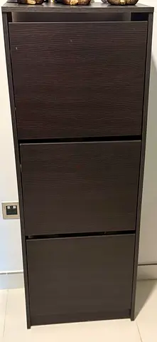 2 set, Slim 3-Tier Dark Wood Shoe Cabinet - Good Condition