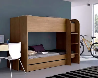 Wooden Bunk Bed with Trundle