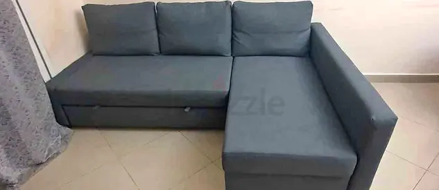 Modern L-Shaped Sectional Sofa Bed in Grey
