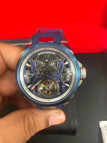 Alden Royston Skeleton Men's Automatic Watch - Blue Case