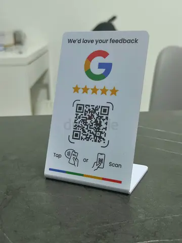 Tabletop QR Feedback / Google Review Sign - Metal Stand