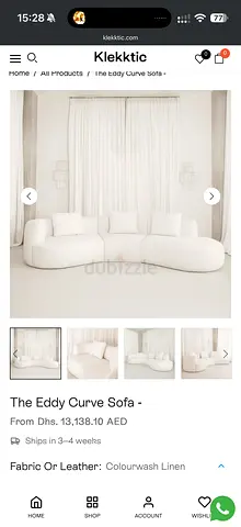 The Eddy Curve Sofa - White Curved 3-Seater (Colourwash Linen) from Klekktik couch