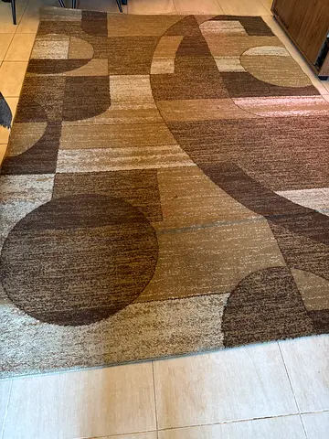 Large modern abstract brown rug - good condition 200x290