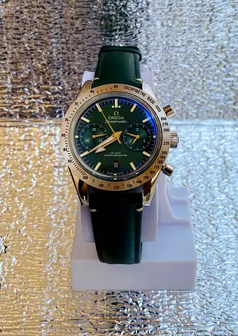 Omega Speedmaster  with a striking brushed green dial