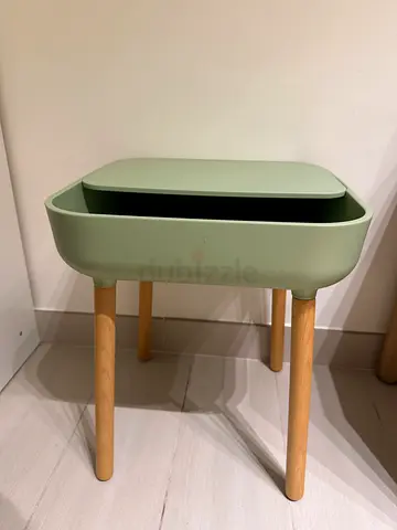 Daamudi Kai sage green side table with storage and wooden legs - minimalist Nordic style side table