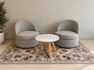 2 Accent Chairs + Coffee Table + Large Rug Set