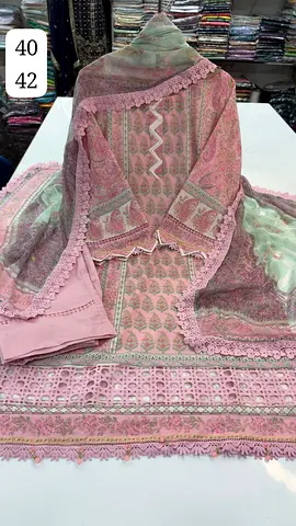 Original MAUSUMMERY Suit - Heavy Lace Work - Pink - AED 189