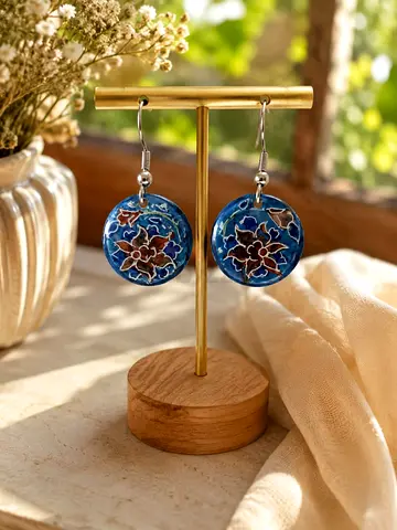 Sky blue persian enameling earrings