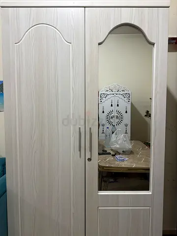 White 3-Door Wardrobe with Mirror - Good Condition