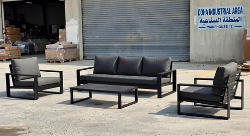 Outdoor Aluminum Frame Sofa Set with Coffee Table - 4 Pieces