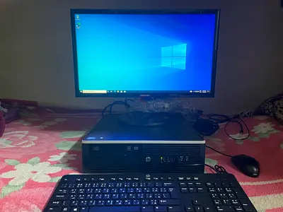 Desktop computer with monitor keyboard and mouse