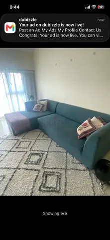 4 Seater L-Shape Sofa with Ottoman - Good Condition with 6 pillows - Need to go by 19 th September