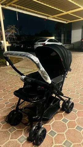 Black Baby Stroller with Adjustable Canopy