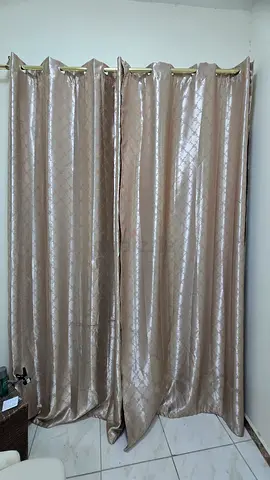 Beige textured blackout curtains - set of panels, good condition
