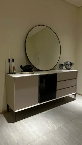 Very high-quality buffet / sideboard cabinet with drawers, glass door and integrated light