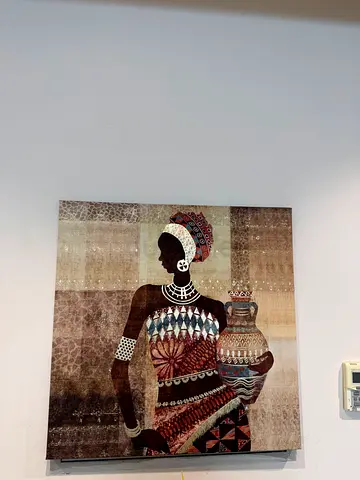 Large Ethnic Woman Canvas Wall Art — Neutral Tones