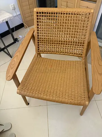 2 tow Handwoven Rattan Seat Salk Wooden Dining Chair - Light Oak Finish