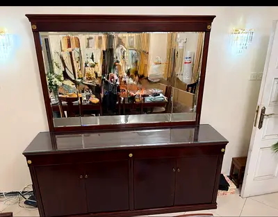 Solid Dark Wood Large buffet with Mirror - Classic