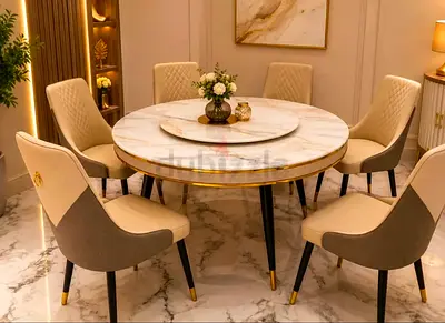 Brand-new High Quality Top marble dinning Table with 6 Chairs Available