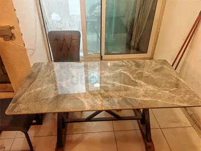 6 seater dining set with marble finish