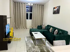 Luxury apartment, second occupancy, one bedroom, living room with open balcony. Ajman One Tower. Ful