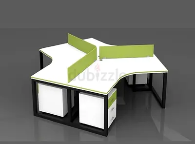 Modern 4-Seat Office Workstation Cluster with Storage Pedestals Custom Made