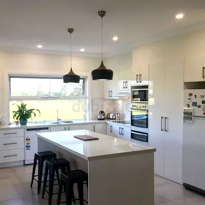 Modern white kitchen island