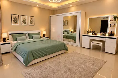 Modern White Bedroom Set with Wardrobe and Dresser
