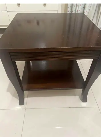 Dark Wood Side Table with Lower Shelf Good Condition 2 small tables 1 for 100 and take all 3 for 400