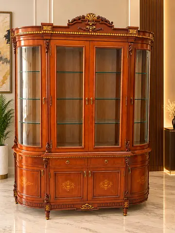 Solid Wood Classic Display Cabinet / China Cabinet with Glass Doors
