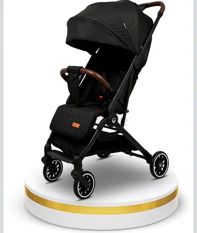 Compact black baby stroller - lightweight and foldable