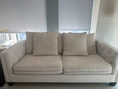 Elegant Beige Fabric 3-Seater Sofa – Excellent Condition