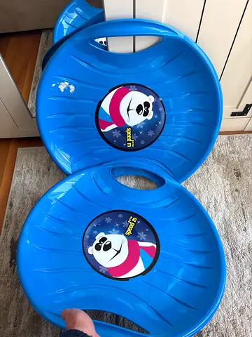 Pair of blue round snow sled discs (kids) - good condition