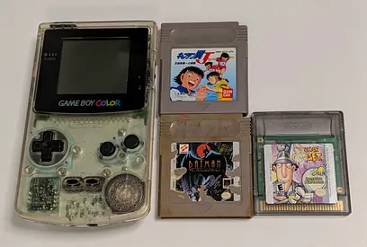 Transparent Game Boy Color with 3 Game Cartridges (Batman, More)