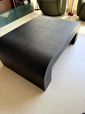 Modern Curved Black Bench / Low Coffee Table - Solid Decorative Piece