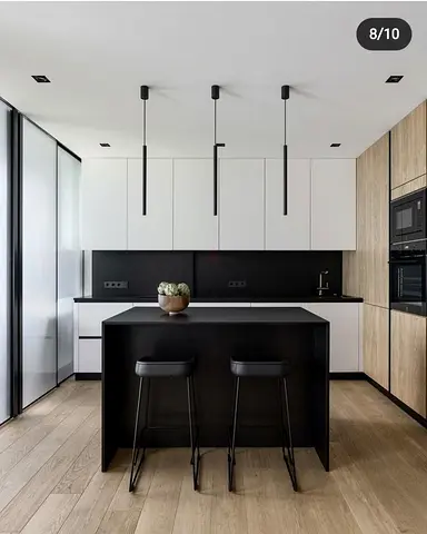 Modern black kitchen island