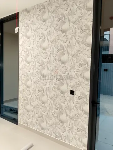 wall wallpaper roll - neutral white/grey