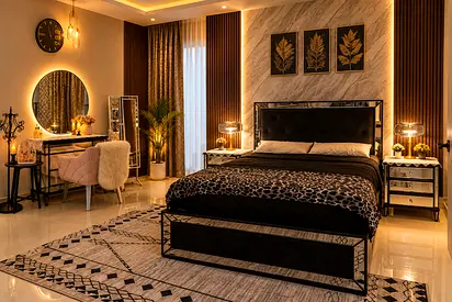 Stunning black mirrored bedroom set