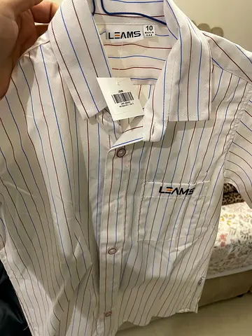 LEAMS SCHOOL UNIFORM striped cotton shirt size 10 - new with tags & Knee Length skirt Size 8