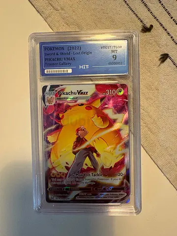 2022 Pokémon Pikachu VMAX Rainbow Holo Graded 9 — PSA-style Slab