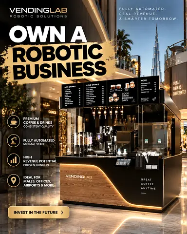 Automated Robotic Coffee&Ice Cream Kiosk, Made in UAE, Swiss/Italian Machines. Export ready!